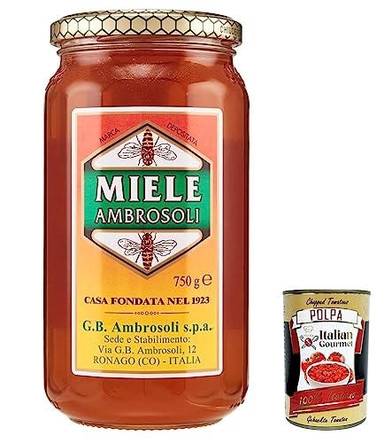 3x Ambrosoli - Miscela Di Miele Di Fiori MILLEFIORI, Millefiori Blumenhonig -Mischung 750 G + Italian Gourmet polpa 400g von Italian Gourmet E.R.