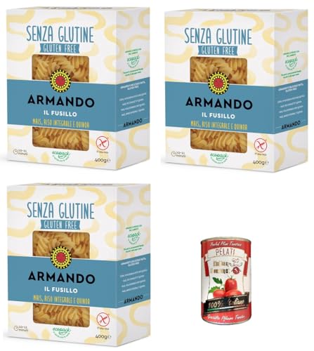 3x Armando, Il Fusillo, glutenfreie Mehrkornnudeln mit Mais, braunem Reis und Quinoa -+ Italian Gourmet pelati 400gr von Italian Gourmet E.R.