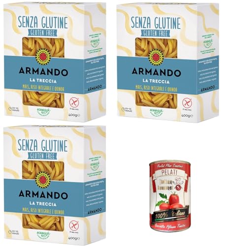 3x Armando, La Treccia, glutenfreie Mehrkornnudeln mit Mais, braunem Reis und Quinoa 400gr+ Italian Gourmet pelati 400gr von Italian Gourmet E.R.
