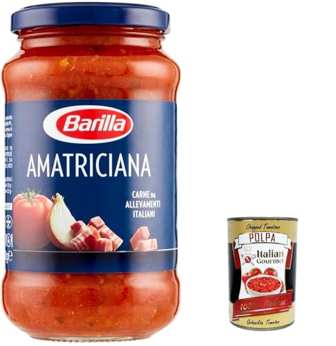 Amatriciana PastaSauce - Tomatenbereit - hergestellte Sauce mit Speck, Zwiebel und Chilischpfeffer - 3x 400 g + Italian Gourmet polpa 400g Amatriciana PastaSauce - Tomatenbereit - hergestellte Sauce mit Speck, Zwiebel und Chilischpfeffer - 3x 400 g + Italian Gourmet polpa 400g von Italian Gourmet E.R.