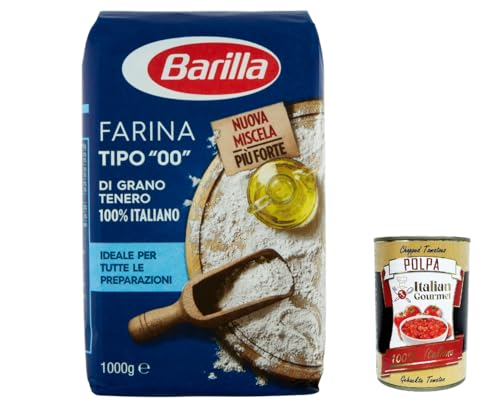 3x Barilla Farina tipo 00 Grano tenero, Mit 100% italienischem Weize, Mehl Weichweizenmehl 1Kg + Italian GOurmet polpa 400g von Italian Gourmet E.R.
