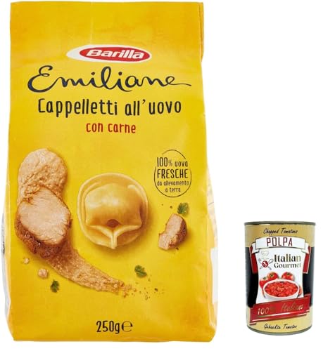 3x Pasta Le Emiliane Cappelletti alla Carne, Pasta -Eiernudeln mit 100% frischen italienischen Eiern, ideal in Brühe oder Sauce, 250 g + italian Gourmet polpa 400g 3x Pasta Le Emiliane Cappelletti alla Carne, Pasta -Eiernudeln mit 100% frischen italienischen Eiern, ideal in Brühe oder Sauce, 250 g + italian Gourmet polpa 400g von Italian Gourmet E.R.