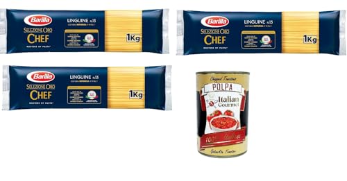 3x Barilla Pasta Selezione Oro Chef Linguine n° 13 Italienische Kurze Pasta 1Kg Packung + Italian Gourmet polpa 400g 3x Barilla Pasta Selezione Oro Chef Linguine n° 13 Italienische Kurze Pasta 1Kg Packung + Italian Gourmet polpa 400g von Italian Gourmet E.R.