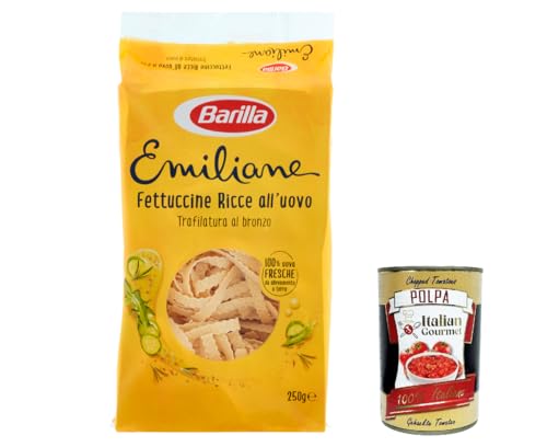 3x Barilla Pasta all' Uovo Le Emiliane Fettuccine Ricce, Eiernudeln, Pasta mit Ei 250g + Italian Gourmet polpa 400g von Italian Gourmet E.R.