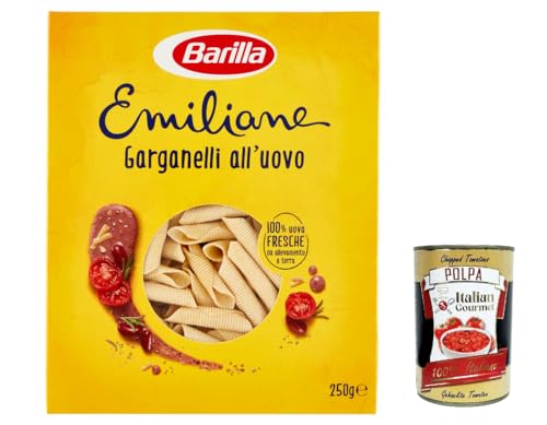 3x Barilla Pasta all' Uovo Le Emiliane Garganelli, Eiernudeln, Pasta mit Ei 250g + Italian Gourmet polpa 400g von Italian Gourmet E.R.