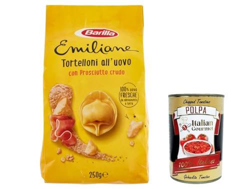 3x Barilla Pasta all' Uovo Le Emiliane Tortelloni con Prosciutto Crudo , Eiernudeln, Pasta mit Ei 250g + Italian Gourmet polpa 400g 3x Barilla Pasta all' Uovo Le Emiliane Tortelloni con Prosciutto Crudo , Eiernudeln, Pasta mit Ei 250g + Italian Gourmet polpa 400g von Italian Gourmet E.R.