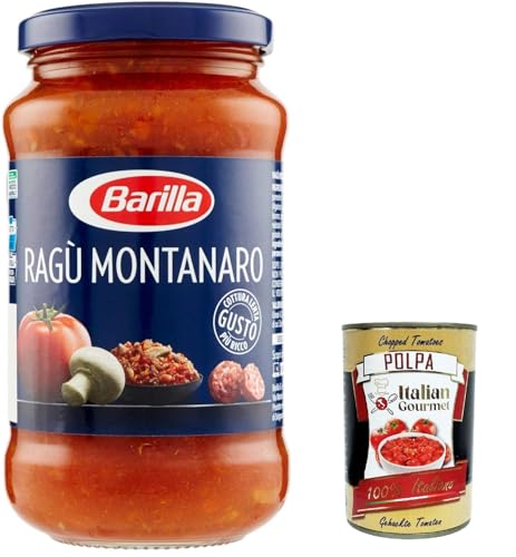 3x Barilla Ragù Montanaro pastasauce tomatensauce mit Wurst und Pilze 400g aus italien + Italian Gourmet polpa 400g von Italian Gourmet E.R.