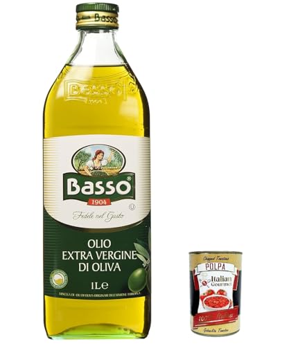 3x Basso olio extra vergine di oliva, 100% Italienisches natives Olivenöl extra -kaltgepresst, 1lt + Italian Gourmet polpa 400g von Italian Gourmet E.R.