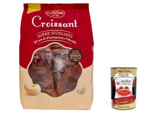 3x Bistefani Croissant Super sfogliato, Natürlich Gesäuertes Backprodukt, 180g Packung, jede Packung enthält 6 Croissant ab 30g + Italian Gourmet Polpa di Pomodoro 400g Dose von Italian Gourmet E.R.