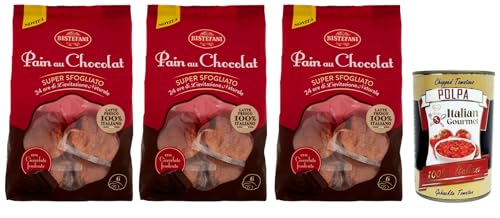 3x Bistefani Pain au Chocolat Natürlich Gesäuertes Backprodukt gefüllt mit Schokoladentropfen,270g Packung, jede Packung enthält 6 Schokoladenbrot ab 45g + Italian Gourmet Polpa di Pomodoro 400g Dose von Italian Gourmet E.R.