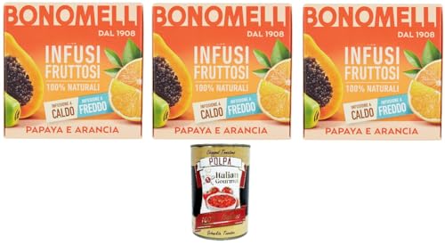 3x Bonomelli 100% natürliche Fruchtaufgüsse Papaya und Orange, Packung mit 12 Filtern+ Italian Gourmet Polpa 400g von Italian Gourmet E.R.
