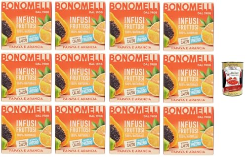 12x Bonomelli 100% natürliche Fruchtaufgüsse Papaya und Orange, Packung mit 12 Filtern+ Italian Gourmet Polpa 400g von Italian Gourmet E.R.