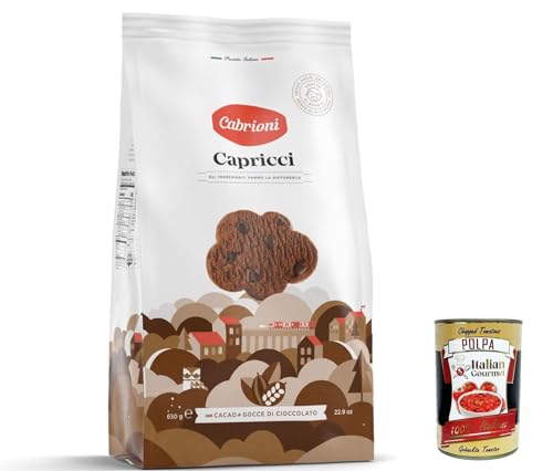 3x Cabrioni Capricci con Cacao e Gocce di Cioccolato, Schokoladenkekse, kekse mit Kakao- und Schokoladenchips, cookie biscuits 650 gr + Italian gourmet polpa 400g von Italian Gourmet E.R.