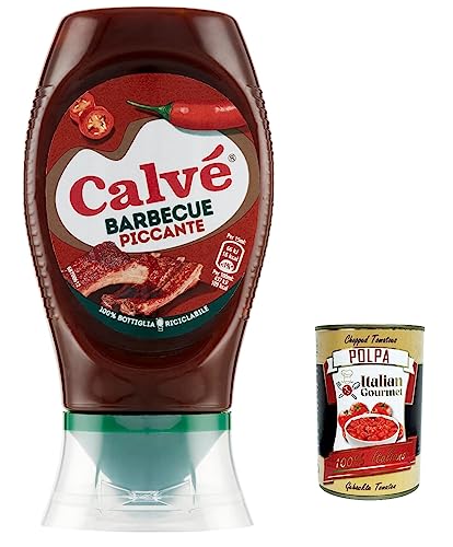 3x Calvé, Salsa Barbeque Piccante, Würzige BBQ-Sauce, 250ml + Italian Gourmet polpa 400g von Italian Gourmet E.R.