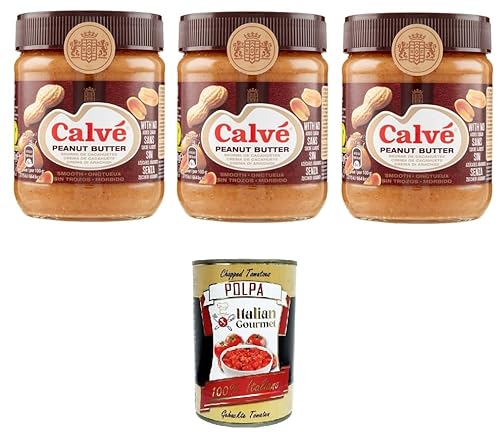 3x Calvé Burro d'Arachidi Peanut butter - 350 gr + Italian Gourmet Polpa di Pomodoro 400g von Italian Gourmet E.R.