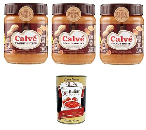 3x Calvé Burro d'Arachidi Peanut butter - 350 gr + Italian Gourmet Polpa di Pomodoro 400g von Italian Gourmet E.R.