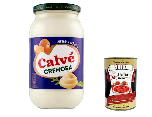 3x Calve Calvè Cremosa Mayonnaise mayo classic Fritessoße Soße Sauce glass 439ml + Italian gourmet polpa 400g von Italian Gourmet E.R.