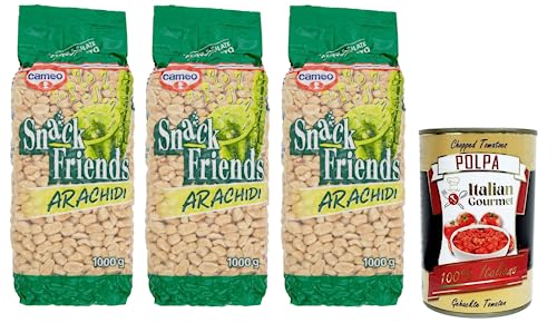 3x Cameo Snack Friends Arachidi,Geröstete und Gesalzene Erdnüsse Vakuumverpackungen 1Kg + Italian Gourmet Polpa di Pomodoro 400g Dose 3x Cameo Snack Friends Arachidi,Geröstete und Gesalzene Erdnüsse Vakuumverpackungen 1Kg + Italian Gourmet Polpa di Pomodoro 400g Dose von Italian Gourmet E.R.