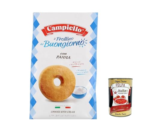 3x Campiello i Biscotti del Buongiorno Frollini alla panna Sahne Shortbread Kekse mit Sahne 350g biscuits cookies 100% Italienische Kekse + Italian gourmet polpa 400g von Italian Gourmet E.R.