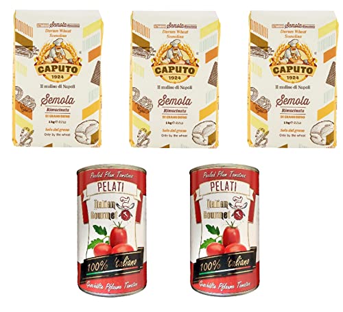 3x Caputo - Hartweizengrieß - Semola di grano duro rimacinata 1kg + 2x Italian Gourmet Pomodori 100% italienisch Pelati Ganze Geschälte Pflaume Tomaten sauce dose 400g 3x Caputo - Hartweizengrieß - Semola di grano duro rimacinata 1kg + 2x Italian Gourmet Pomodori 100% italienisch Pelati Ganze Geschälte Pflaume Tomaten sauce dose 400g von Italian Gourmet E.R.