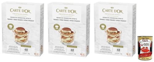 3x Carte d’Or Professional Pulvermischung für Tiramisu-Creme,Glutenfrei 490g + Italian Gourmet Polpa di Pomodoro 400g Dose von Italian Gourmet E.R.