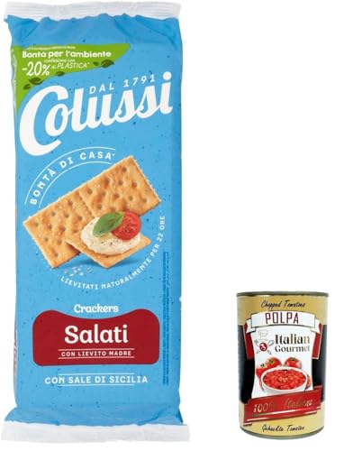 3x Colussi Cracker Salati herzhafter Cracker mit nachhaltigem Mehl 500g + Italian goumet polpa 400g von Italian Gourmet E.R.