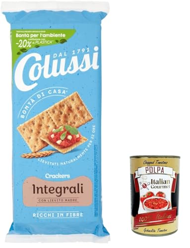 3x Colussi Vollkorn cracker integrali mit nachhaltigem, ballaststoffreichem Mehl 500 g + italienisches Gourmet-Fruchtfleisch 400 g von Italian Gourmet E.R.