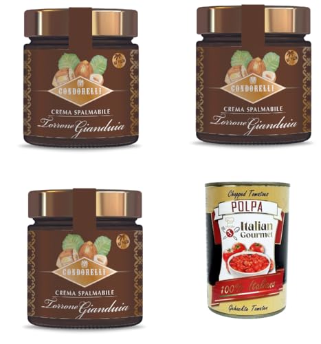 3x Condorelli crema di torrone gianduia spalmabile, streichfähige Gianduia-Nougat-Creme 190g + Italian gourmet polpa 400g 3x Condorelli crema di torrone gianduia spalmabile, streichfähige Gianduia-Nougat-Creme 190g + Italian gourmet polpa 400g von Italian Gourmet E.R.