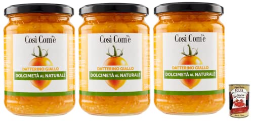 3x Così Com'è Datterino Giallo Dolcimetà ,Gelbe Datterino-Tomate Halbiert,Italienische Tomaten,350g Glas + Italian Gourmet Polpa di Pomodoro 400g Dose von Italian Gourmet E.R.