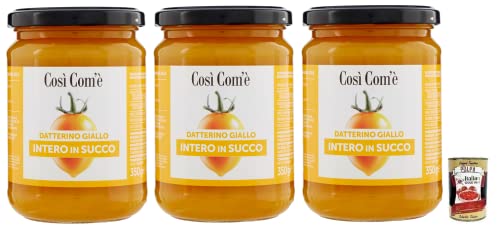 3x Così Com'è Datterino Giallo Intero in Succo,Ganze Gelbe Datterino-Tomate im Saft,Italienische Tomaten,350g Glas + Italian Gourmet Polpa di Pomodoro 400g Dose von Italian Gourmet E.R.