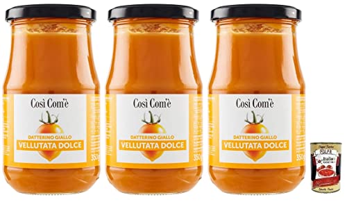 3x Così Com'è Vellutata Dolce di Datterino Giallo,Süße Creme aus Gelben Datterini-Tomaten,Italienische Tomaten,350g Glas + Italian Gourmet Polpa di Pomodoro 400g Dose von Italian Gourmet E.R.