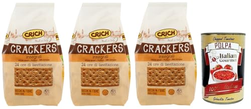 3x Crich Crackers Integrali,Ballaststoffreiche Vollkorncracker Cracker mit Sauerteig 750g + Italian Gourmet Polpa di Pomodoro 400g Dose 3x Crich Crackers Integrali,Ballaststoffreiche Vollkorncracker Cracker mit Sauerteig 750g + Italian Gourmet Polpa di Pomodoro 400g Dose von Italian Gourmet E.R.