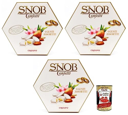 3x Crispo SNOB Lieto Evento Bianco Confetti Weißes Konfetti, 6 Verschiedene Geschmacksrichtungen 500g + Italian Gourmet Polpa di Pomodoro 400g Dose von Italian Gourmet E.R.