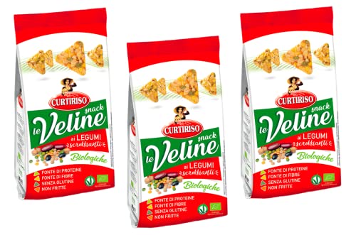 3x Curtiriso Le Veline Snack ai Legumi Scrokkinati Biologico Bio-Snacks mit Hülsenfrüchten 80g von Italian Gourmet E.R.