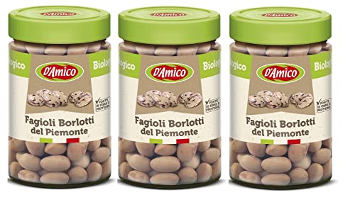 3x D'Amico Fagioli Borlotti del Piemonte Bio Bio-Borlotti-Bohnen aus dem Piemont Gekochte Bohnen erkunft Italien 310g von Italian Gourmet E.R.