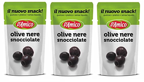 3x D'Amico Il Nuovo Snack Olive Nere Snocciolate Entsteinte Schwarze Oliven Ohne Flüssigkeit 75g 3x D'Amico Il Nuovo Snack Olive Nere Snocciolate Entsteinte Schwarze Oliven Ohne Flüssigkeit 75g von Italian Gourmet E.R.