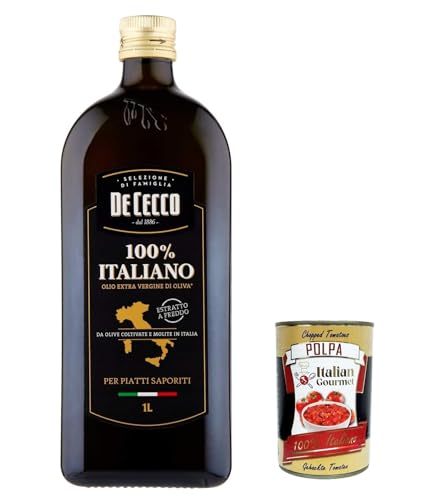 3x De Cecco 100% Italiano olio Extra vergine di oliva, 100 % italienisches Olivenöl extra vergine Natives Olivenöl 750 ml nativ + Italian Gourmet polpa 400g von Italian Gourmet E.R.