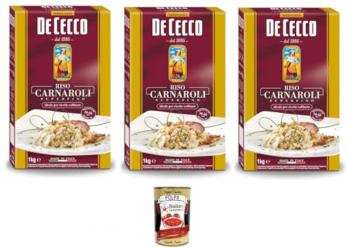 3x De Cecco Riso Carnaroli Superfino - Mittelkorn-Reis für Risotto, 1000gr+ Italian Gourmet polpa 400g von Italian Gourmet E.R.