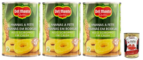 3x Del Monte Ananas a Fette allo Sciroppo,Geschnittene Ananas in Sirup,Obst in Sirup,570g Dose + Italian Gourmet Polpa di Pomodoro 400g Dose von Italian Gourmet E.R.