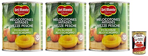 3x Del Monte Mezze Pesche allo Sciroppo,Halbe Pfirsiche in Sirup,Obst in Sirup,825g Dose + Italian Gourmet Polpa di Pomodoro 400g Dose von Italian Gourmet E.R.