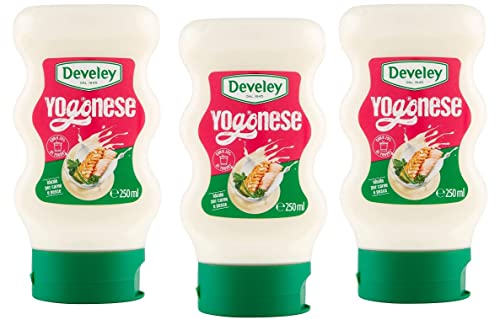 3x Develey Yogonese Würzsaucen Kombination aus Joghurt, Zitronensaft und einer Prise weißem Pfeffer 250-ml-Squeeze-Top-Down-Format von Italian Gourmet E.R.