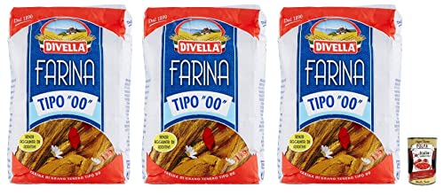 3x Divella Farina di Grano Tenero W 170-190, Weichweizenmehl,Typ 00, 1Kg + Italian Gourmet Polpa di Pomodoro 400g Dose von Italian Gourmet E.R.