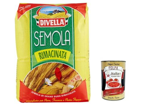 3x Divella Semola Di Grano Duro Rimacinata Hartweizengries 5kg + Italian Gourmet polpa 400g von Italian Gourmet E.R.