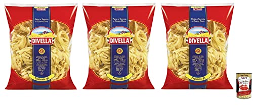 3x Divella Tagliatelle N°91 Hartweizengrieß Pasta Italienische Nudeln 500g Packung + Italian Gourmet Polpa di Pomodoro 400g Dose von Italian Gourmet E.R.