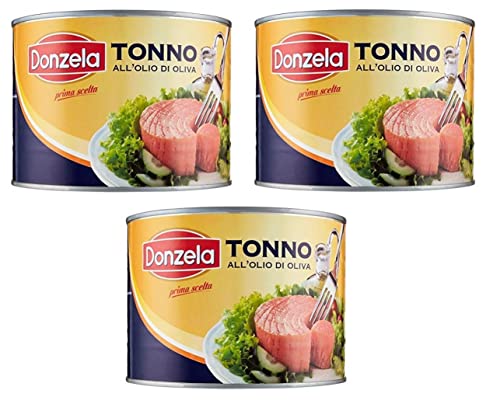 3x Donzela Tonno in Olio di Oliva Thunfisch in Olivenöl CATERING-FORMAT 1730g Dose von Italian Gourmet E.R.