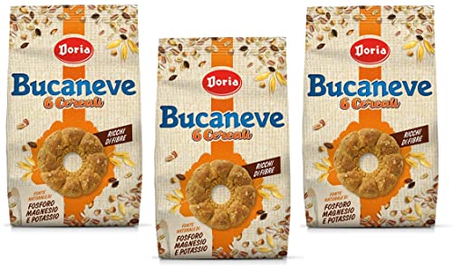 3x Doria Bucaneve Biscotti ai 6 Cereali Kekse mit Hafer, Dinkel, Weizen, Reis, Buchweizen und Gerste 300g Beutel von Italian Gourmet E.R.