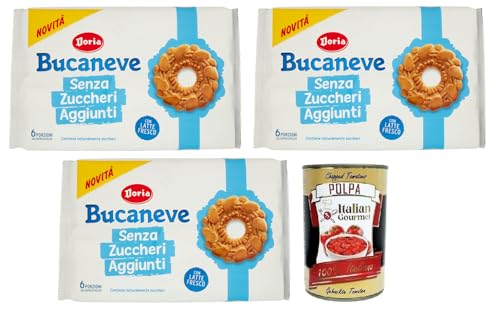 3x Doria Bucaneve Senza Zuccheri Aggiunti,Ohne Zuckerzusatz,Mürbeteigkekse Kekse mit frischer Milch,263g Packung, jede Packung enthält 6 Einzelportionen + Italian Gourmet Polpa di Pomodoro 400g Dose 3x Doria Bucaneve Senza Zuccheri Aggiunti,Ohne Zuckerzusatz,Mürbeteigkekse Kekse mit frischer Milch,263g Packung, jede Packung enthält 6 Einzelportionen + Italian Gourmet Polpa di Pomodoro 400g Dose von Italian Gourmet E.R.