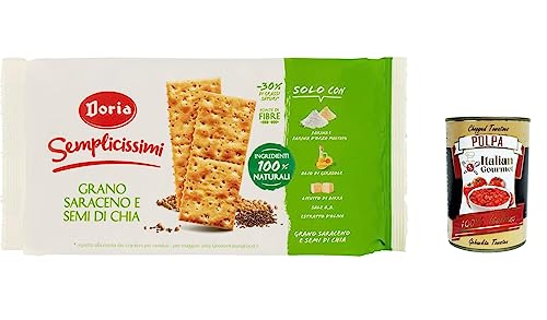 3x Doria - Semplicissimi Cracker, Grano Saraceno e Semi di Chia, Cracker, Buchweizen und Chiasamen 245g + Italian Gourmet polpa 400g von Italian Gourmet E.R.