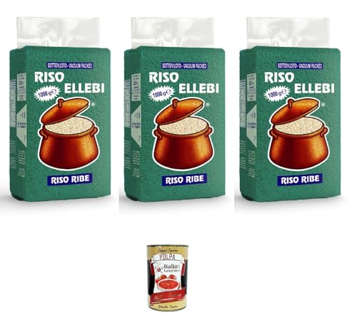 3x ElleBi' Riso Ribe Ribe-Reis 1kg + Italian Gourmet polpa 400g von Italian Gourmet E.R.