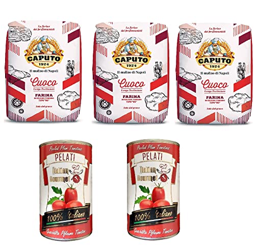 3x Farina Molino Caputo Cuoco Pizzamehl Pizza Mehl 1kg + 2x Italian Gourmet Pomodori 100% italienisch Pelati Ganze Geschälte Pflaume Tomaten sauce dose 400g von Italian Gourmet E.R.